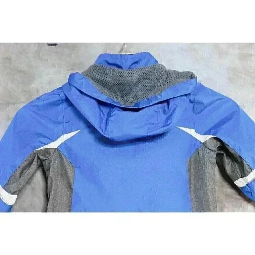 Boys London Fog Size 18m Blue/grey lined windbreaker w/hood, reflective stripes